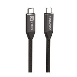 Promate USB-C Cable, Ultra HD 8k 60hz USB4 Type-C Cable with 240W Power Delivery, High-Speed 40Gbps Data Transfer, Thunderbolt 4 Compatible and 2m Nylon Braided Cord for MacBook Pro, PrimeLinkC40-2M